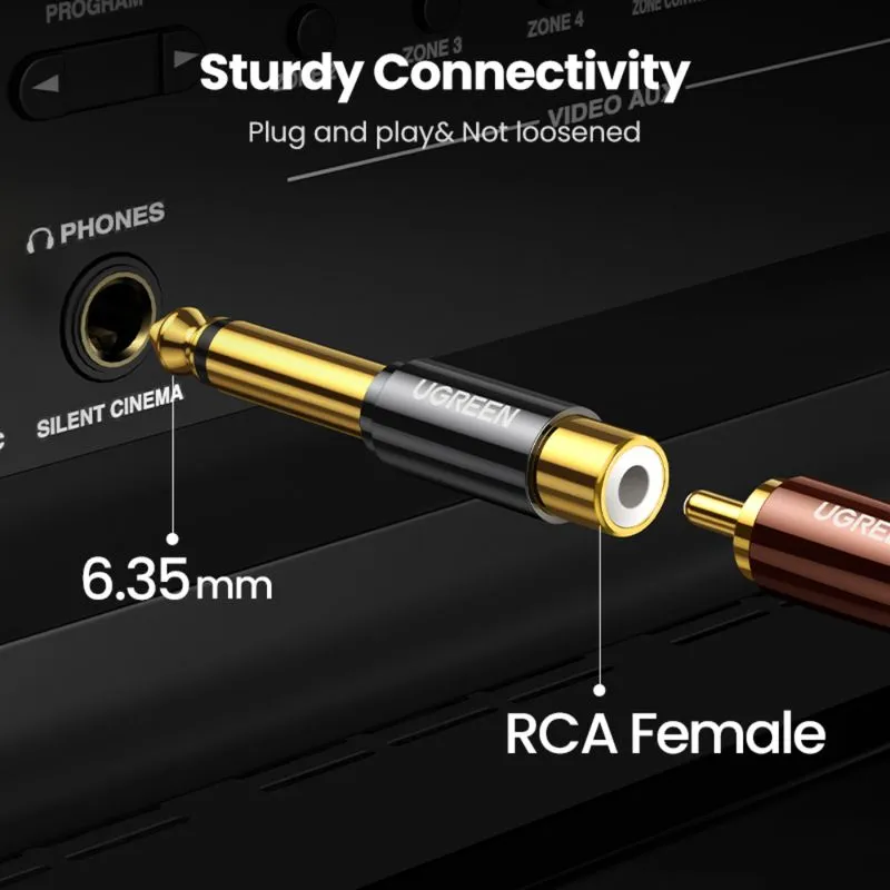 MUSICLAND UGREEN ADAPTADOR GOLD MONO RCA H:M PLUG 6.3MM AV169 1