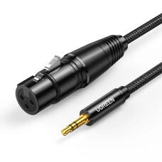 UGREEN CABLE DE AUDIO PARA MICROFONO XLR H A PLUG 3.5MM M REFORZADO 2 METROS AV182 NEGRO