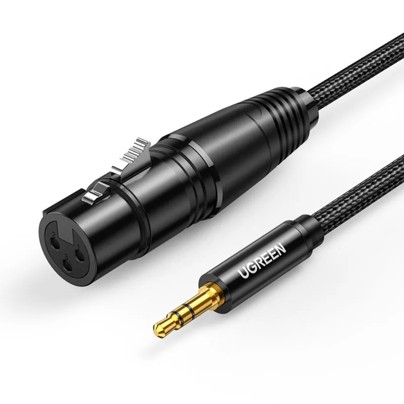 MUSICLAND UGREEN CABLE DE AUDIO PARA MICROFONO XLR H A PLUG 3.5MM M REFORZADO 2 METROS AV182