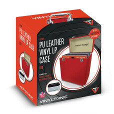 5060450976701 VINYLTONIC – MALETA PARA VINILOS 40 LPS ROJA + CEPILLO + PAÑO MICROFIBRA