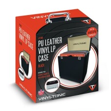 VINYLTONIC – MALETA PARA VINILOS 40 LPS NEGRA + CEPILLO + PAÑO DE MICROFIBRA